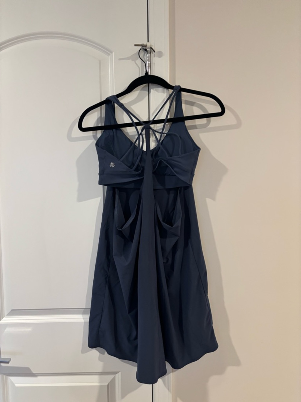 Athleta blue flowy dress with attached bra